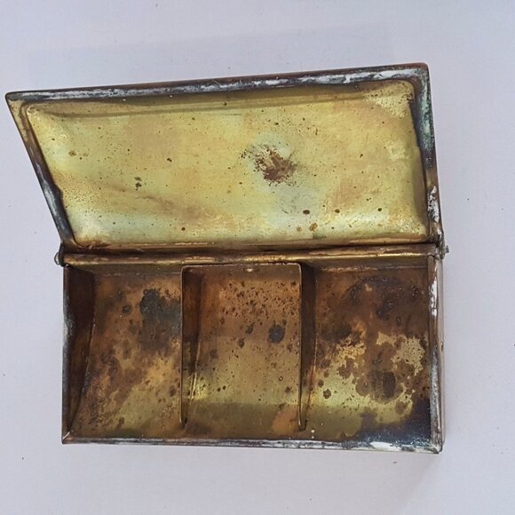 Antique Ges Gesch Austria Bronze Metal Stamp Box Trinket Pill Box 3 Slots - Picture 1 of 6